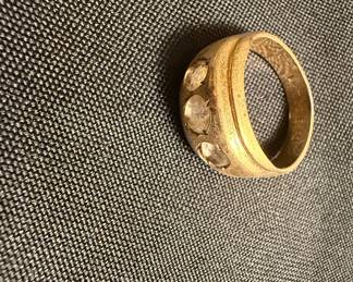 14kt Gold Electroplated Ring with Clear Stones
