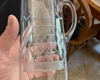 Vintage Etched Ship Glassware Set (Pitcher and Tumblers)
