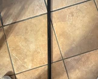 Antique Ebony Walking Stick with Sterling Silver Inlaid Collar
