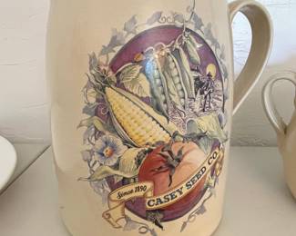 Casey Pottery Casey Seed Co. Pitcher with Garden Produce Illustration