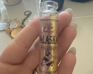 Alaska Gold Rush Souvenir Vial with Gold Flakes