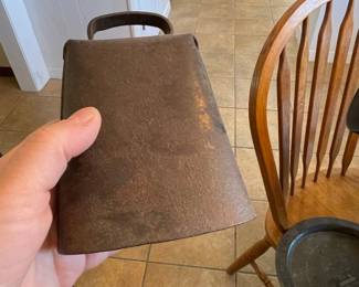 Antique Hand-Forged Iron Cow Bell with Original Clapper
