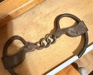 Antique Wrought Iron Handcuffs with Key