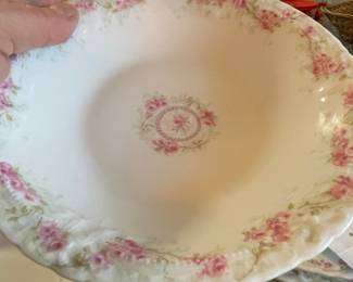 Antique Zeh Scherzer Orleans Pink Roses Coupe Soup Bowl