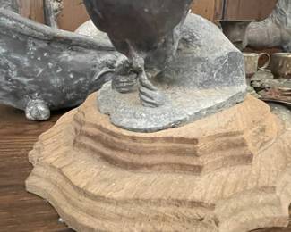Cast Metal Figural Sculpture with Mirror