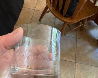 Vintage Etched Ship Glassware Set (Pitcher and Tumblers)