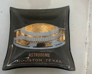 Vintage Astrodome Houston Souvenir Glass Ashtray/Trinket Dish
