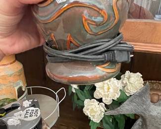 Scentsy P014 Electric Wax Warmer - Sage Green Swirl Design