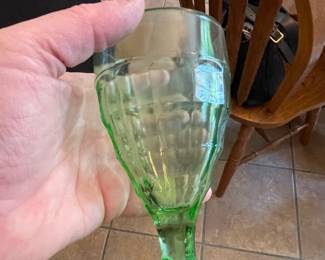 Hazel Atlas Colonial Block Green Goblet