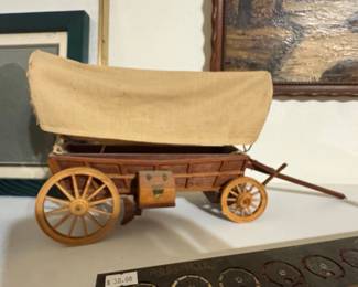Vintage Wooden Covered Wagon Lamp