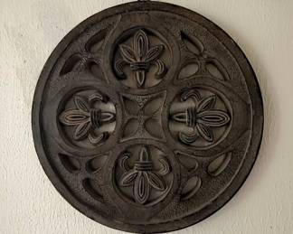 Fleur-de-Lis Carved Wood Wall Plaque