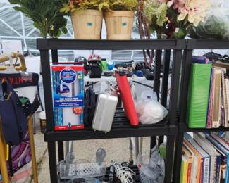 Shower, Bathroom, Curling irons, Flowers, Fall decor, Books, CD cases