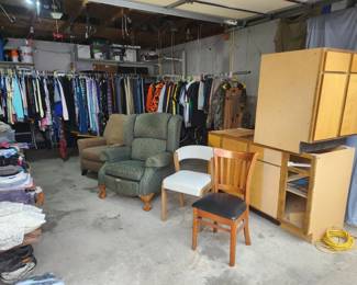 Chairs, Kitchen cabinets, curtains, shoes