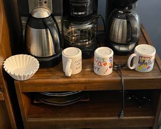 Coffee makers and storage cabinet
