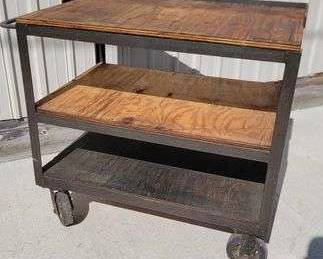 1 Heavy Duty Metal Cart with plywood shelves