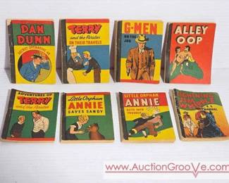 1 1938 Miniature Whitman Publishing Penny Books. Dan Dunn, GMen, Alley Oop, Little Orphan Annie and more