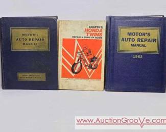 1 1952 and 62 Motors Auto Repair Manual and 1972 Chiltons Honda Twins Repair  Tune Up Guide