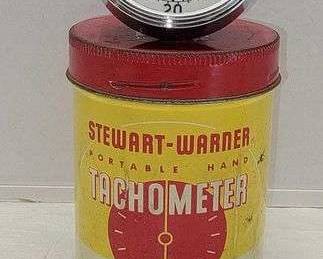 1 Stewart Warner Portable Hand TACHOMETER WITH ORIGINAL TIN.