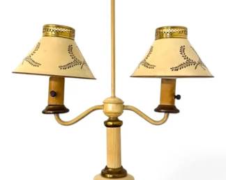 Vintage Cream Brass Toleware Table Lamp