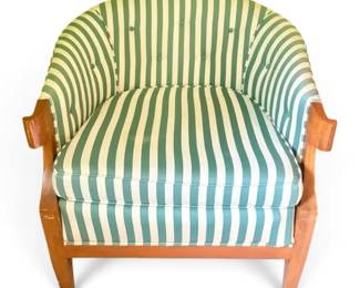 Striped White And Teal Armchair