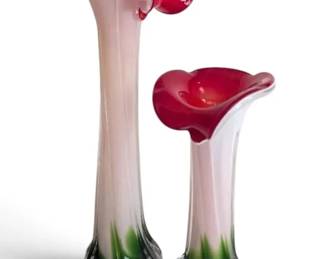 Murano Style Jack In The Pulpit Glass Vases