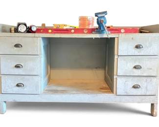 Solid Wood Workbench With Mounted Cast Iron Vice More Tools