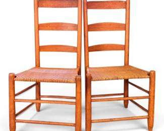 Two Matching Ladder Back Chairs