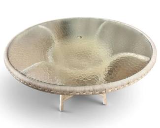 Round Wicker Glass Top Patio Table