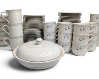 Lenox Chinastone Grey Brushstrokes Pinstripes Dinnerware
