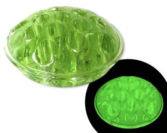 Uranium Glass Flower Frog Glows