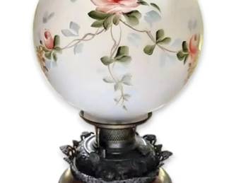 Antique Gone with the Wind Style Electrified Parlor Lamp
