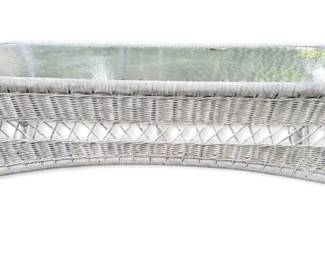 Wicker Glass Top Patio Coffee Table