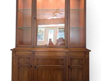 Wooden 3Tier Display Cabinet w Glass Shelving
