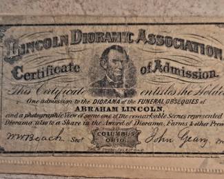 Lincoln Dioramic Association (50 cents) Certificate of Admission