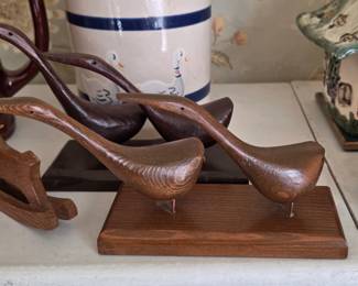 Vintage MCM Hand Carved Birds, (Local Artist)