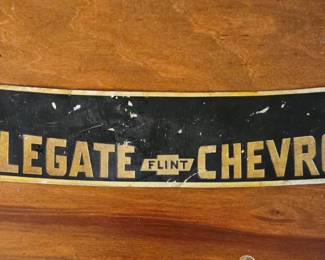 Vintage Applegate Flint Chevrolet metal sign