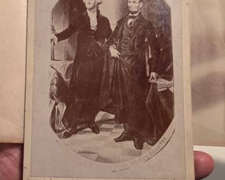 Rare 19thc Cabinet Card of Washington & Lincoln