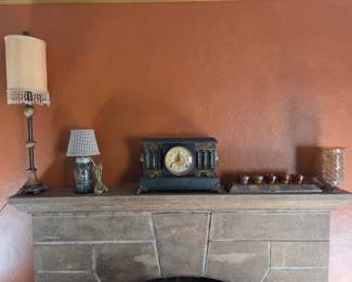 Antique Clock, Ball mason jar Lamp...