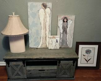 Potter Lamp, Angel Paintings & TV Stand
