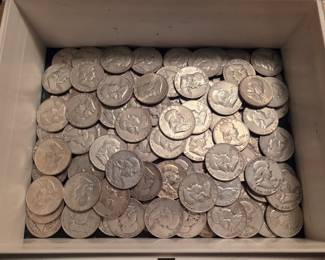 (115) Silver Benjamin Half Dollar- Fifty Cent Coins