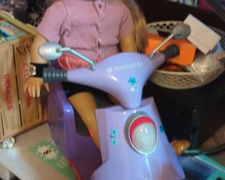 American Girl Doll with Scooter and Helmet