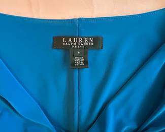 Lauren Ralph Lauren Blue Draped Neck Dress Size 4