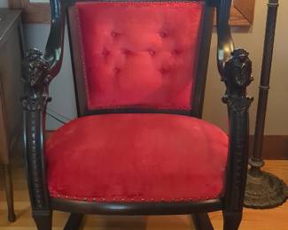 Victorian R.J. Horner Style Carved Winged Griffin Rocking Chair