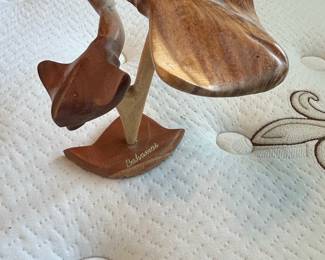Hand-Carved Wood Stingray Sculpture from Bahamas