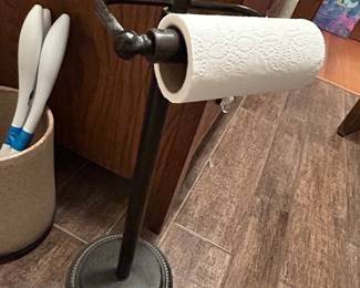 Oil Rubbed Bronze Freestanding Toilet Paper Holder with Decorative Base