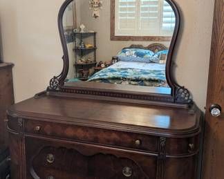Vintage Mahogany Waterfall Dresser with Mirror