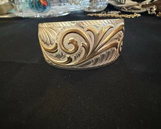 Sterling Silver Engraved Cuff Bracelet