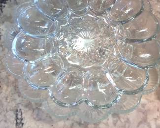 Vintage Anchor Hocking Fairfield Clear Glass Deviled Egg Plate