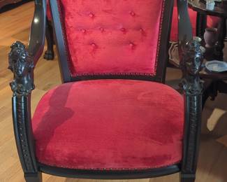 Victorian Carved Mahogany Armchair with Caryatid Arm Supports