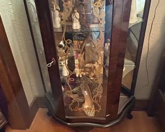 Antique Oak Triple Curved Glass China/Curio Cabinet
